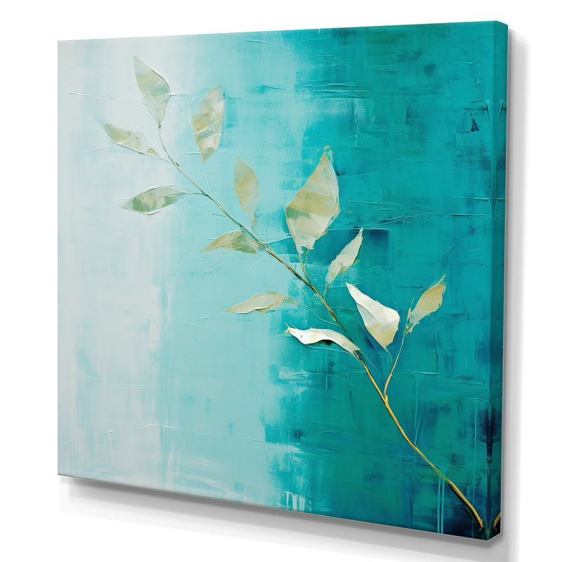 «Turquoise Abstract Leaf Harmony» sur impression sur toile, H 30 po x l 30 po x P 1 po, Toile tendue