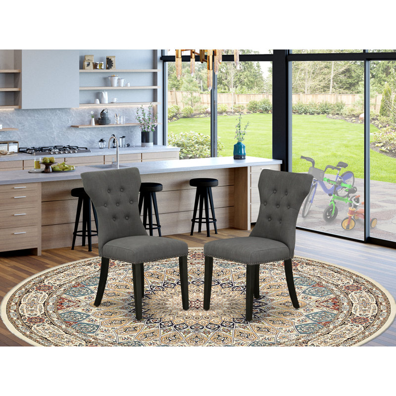 Chaises Gallson Parson - ensemble de 2 chaises de salle à manger capitonnées capitonnées Gotham, Gris Gotham foncé