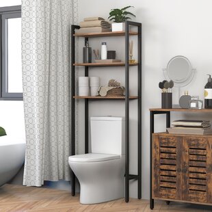9.05'' W x 24.4'' H x 9.05'' D Solid Wood Free-Standing Bathroom Shelves