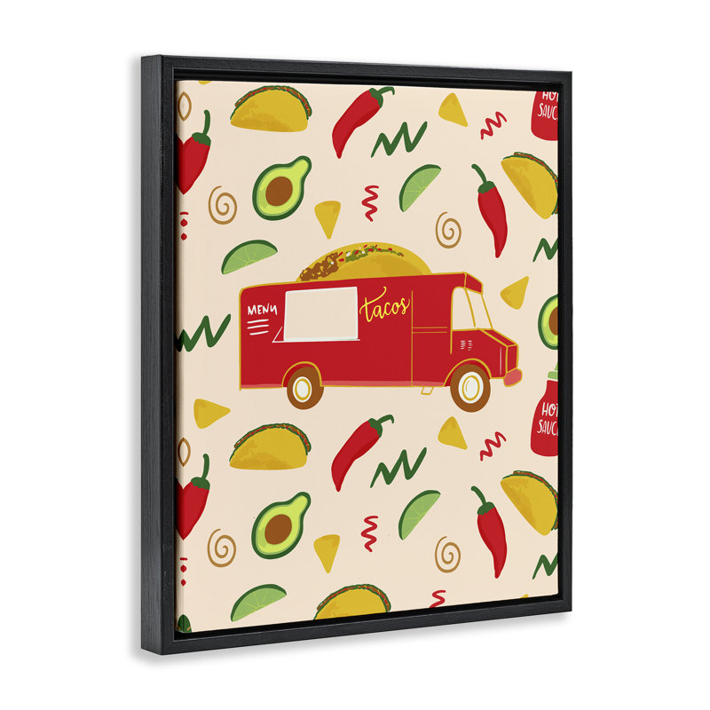 Art mural sur toile flottant Taco, 31" H x 25" W, Cadre flottant noir de jais