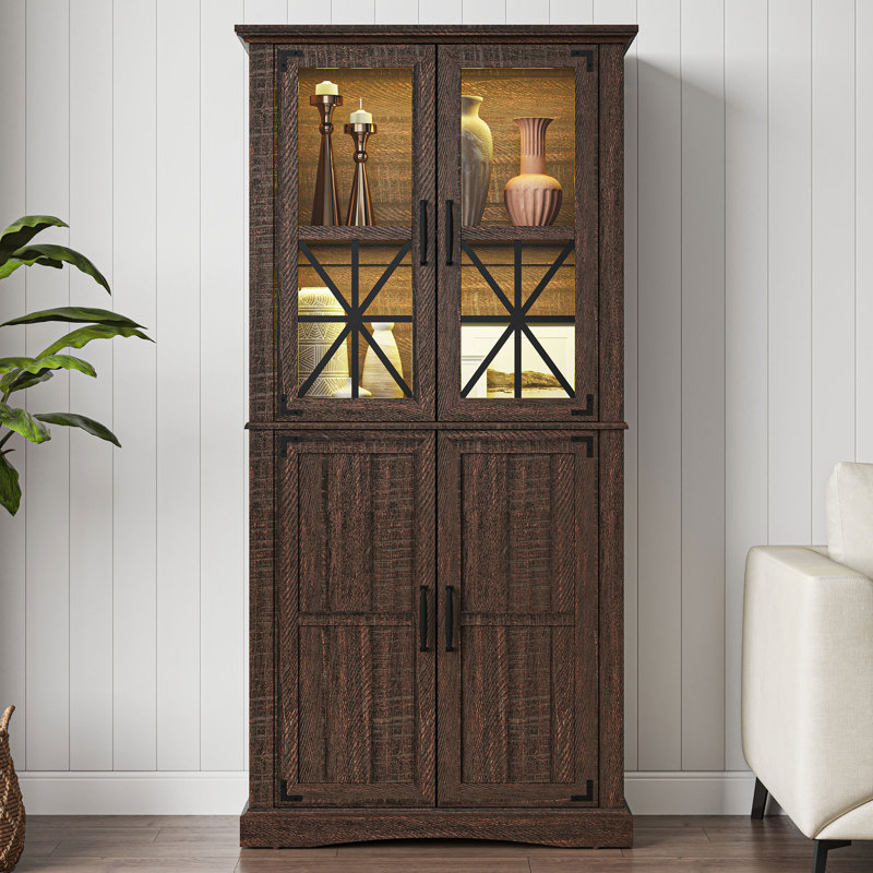 Armoire de salle à manger haute de 69 po avec lumières RVB Volker