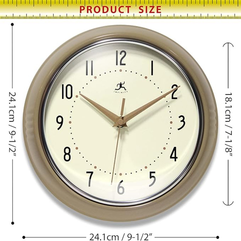 Infinity Instruments LTD. Rétro horloge murale de cuisine Mid Century