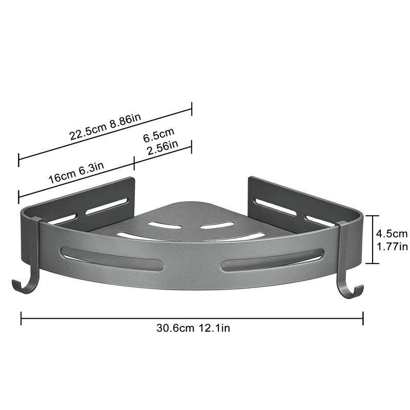 New City Adhesive Mount Shower Shelf, Grey 