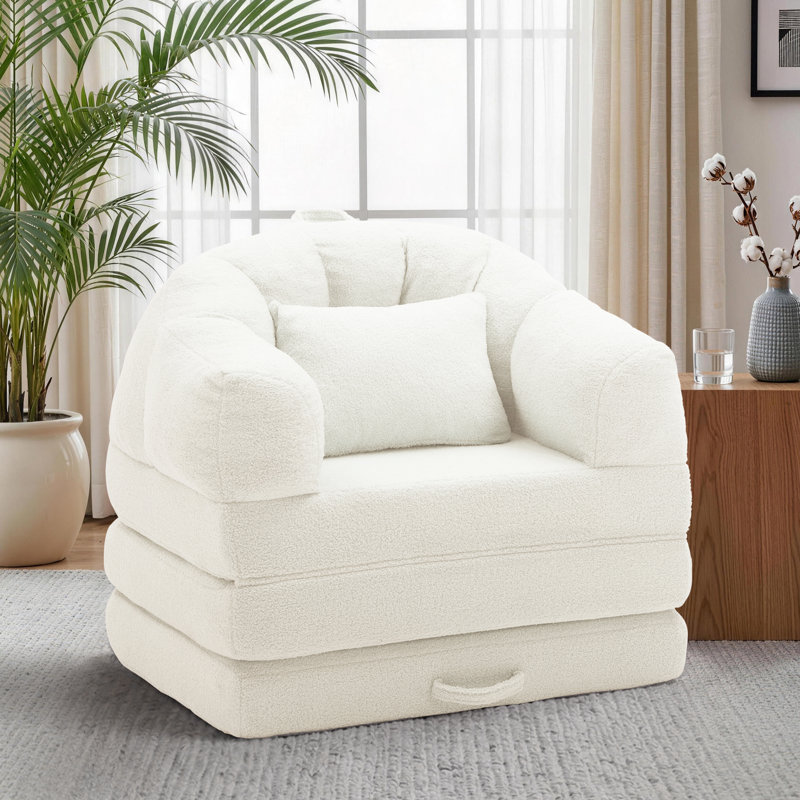 Folding Sofa Bed, Convertible Sleeper Chair with Armrest, Floor Futon Couch with Pillow, Sleeper Single Chair for Adults, Couches for Living Room, Small Couches for Small Spaces