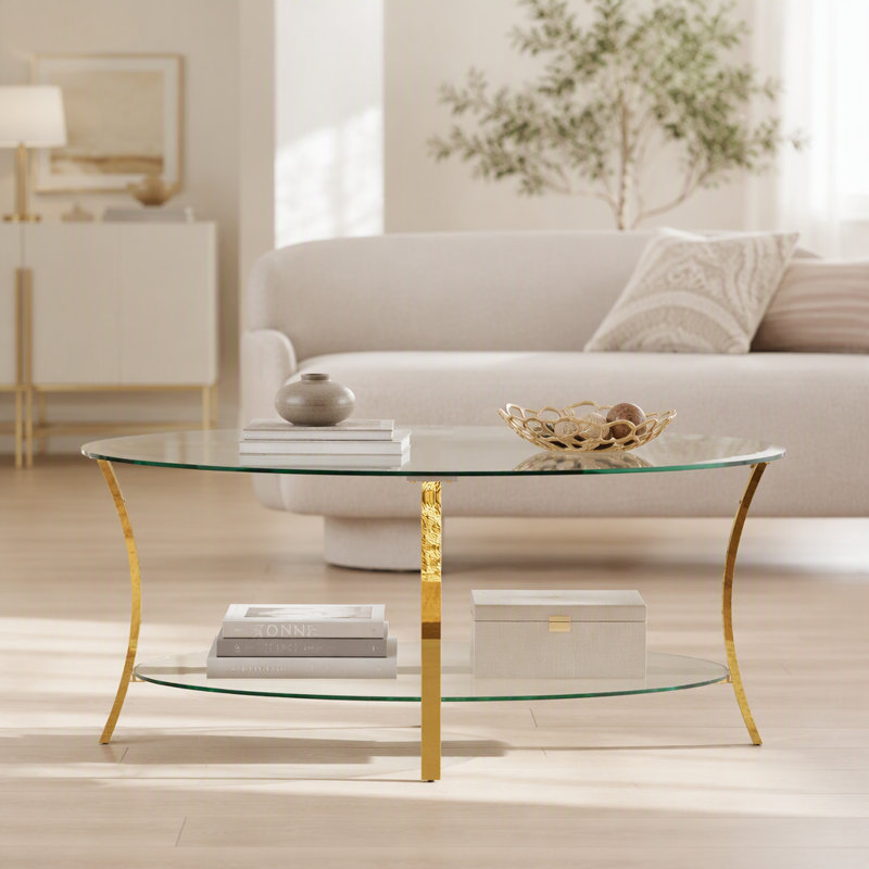 Glass Top Single Coffee Table, Clear Glass