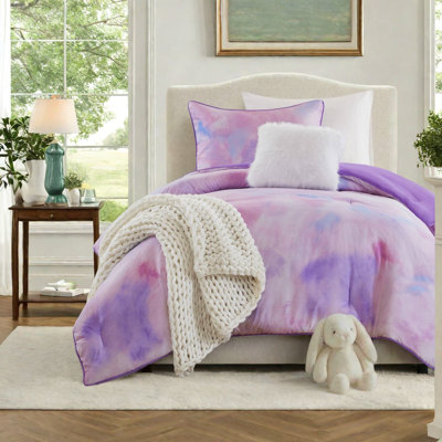 Ensembles de literie pour lit simple TG douillet, aquarelle en polyester mauve
