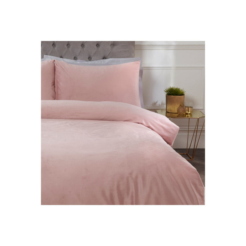 Nyle Polyester Solid Colour Duvet Cover Set with Pillowcases Included, Double Duvet Cover + 2 Standard Pillowcases, Pink