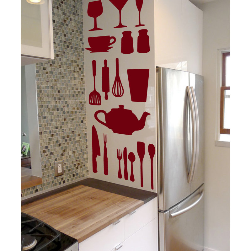 Décalcomanie murale de cuisine, Bourgogne, H 51 po x l 40 po x P 0,01 po
