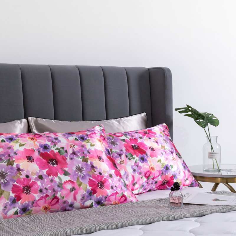 Taie d'oreiller à motif floral, Rose/mauve