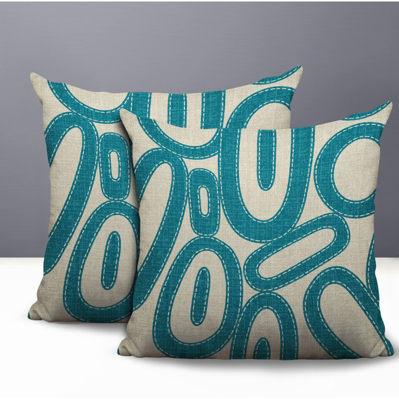 Oreiller réversible intérieur / extérieur Dina Tribal, 18 x 18, Turquoise