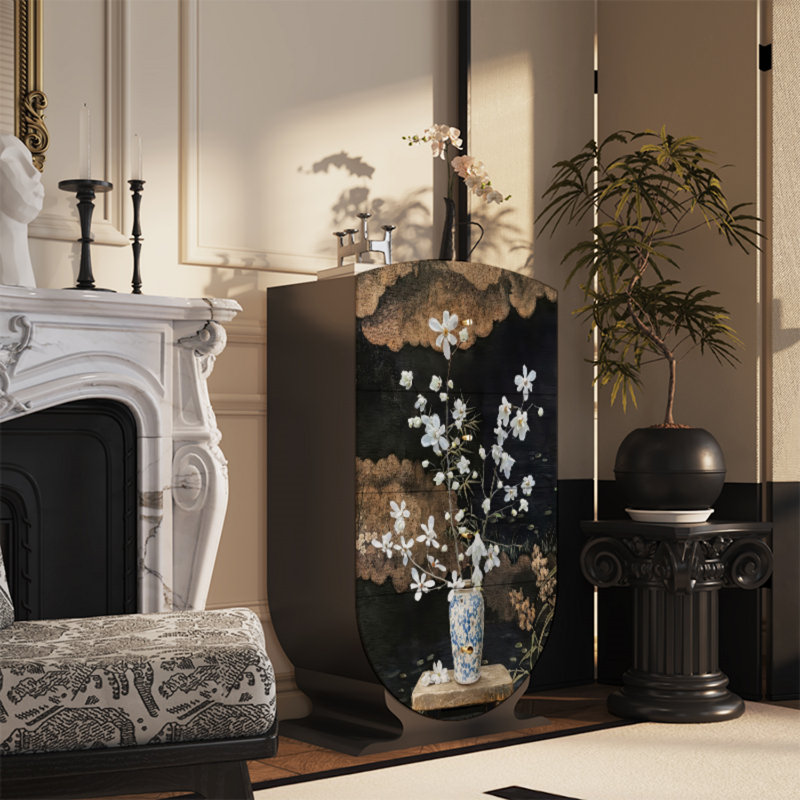 Commode décorative 4 tiroirs, Noir, noir, noir, noir