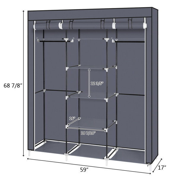 SONGMICS 59 Closet Organizer Wardrobe Closet Portable Closet Shelves, Closet Storage Organizer with Non-Woven Fabric