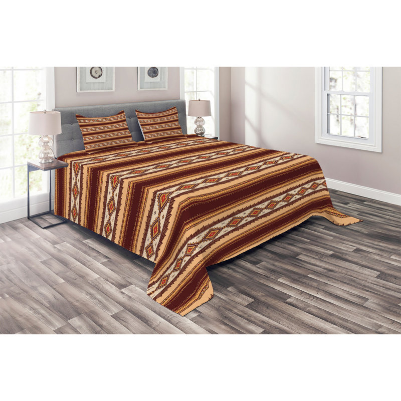 Native Rustic Polyester Geometric Shapes Coverlet, King Bedspread + 2 Shams