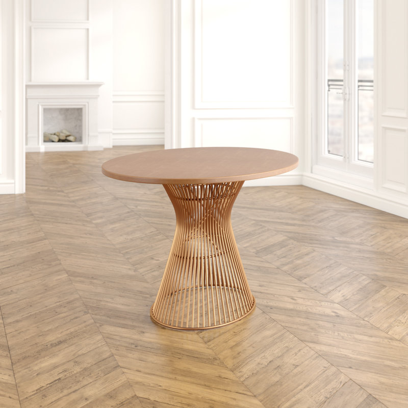 Shavonne Oval Dining Table with Metal Base, Bronze