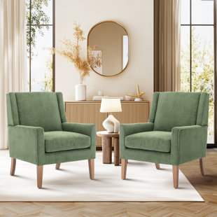 28.35'' Wide Wing Back Upholstered Accent Armchair (Set of 2)