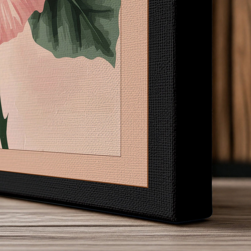 Hibiscus in Bloom Botanical - Wrapped Canvas, 24x16 - 61.0 x 40.6 cm, Black Border