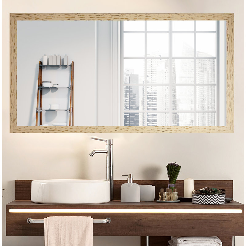 Hensel Solid Wood Flat Mirror, Cream/Black, 35.5" x 47"