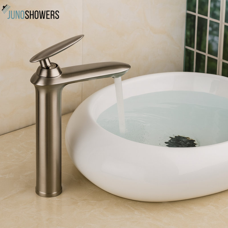 Juno Sorrento Tall Brushed Nickel Bathroom Sink Vessel Faucet Mixer Tap
