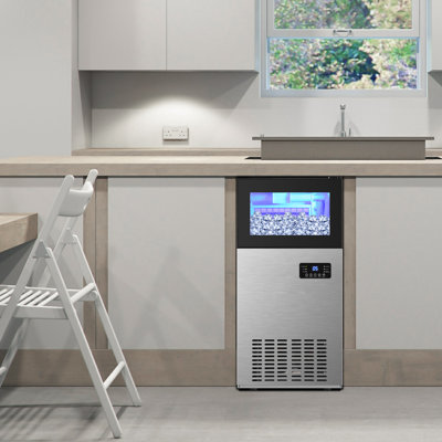 130 Lb. Daily Production Stainless Steel Under Counter/Freestanding Ice Maker with Clear Cube Ice