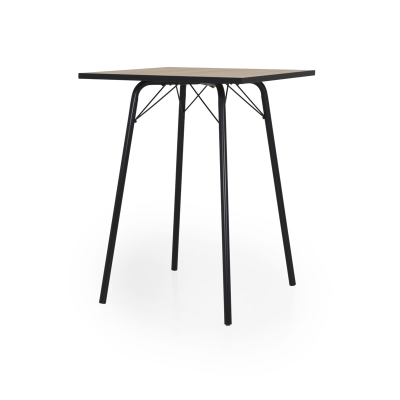 Flow Oak Solid Wood Top Metal Base Dining Table