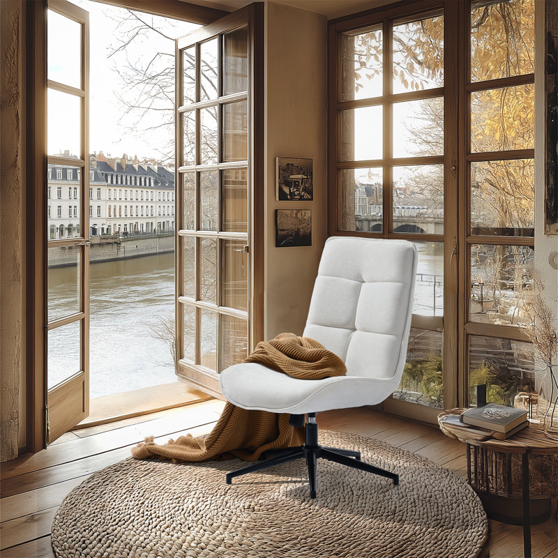 Fauteuil de coiffeuse pivotant à haut dossier moderne et confortable avec hauteur ajustable pour les espaces de lecture et de maquillage