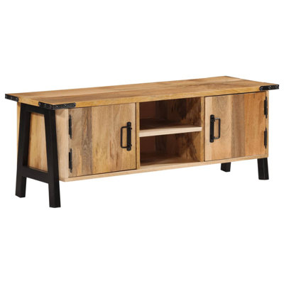 vidaXL TV Cabinet Natural Wood Solid Mango Wood 43.3 x 13.8 x 15.7 in