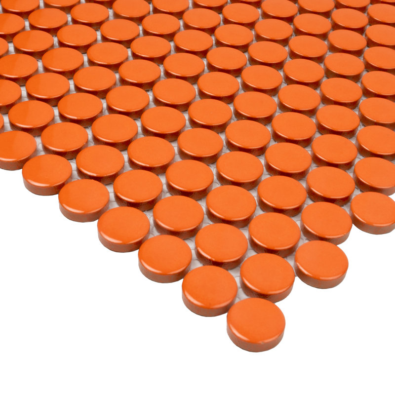 Cirkel 11.46'' W x 12.4'' L Porcelain Tile Mosaic Sheet, Orange
