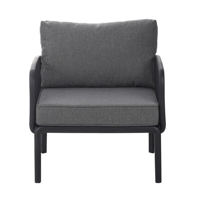 Fauteuil club d'extérieur (sans la table), Gris foncé / Noir