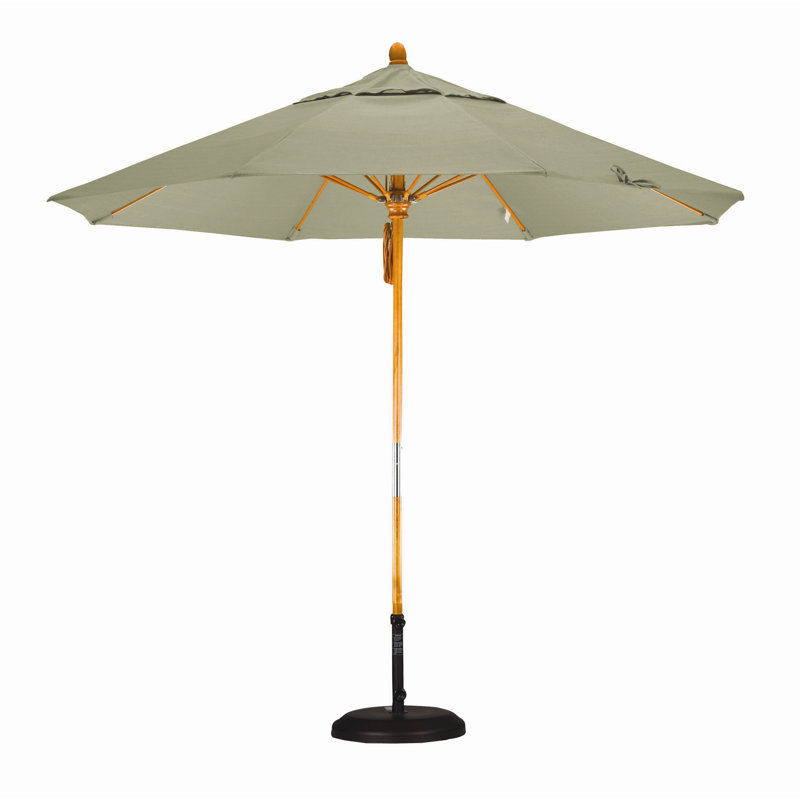 Parasol 9" Market, Pacifica Taupe, Marenti Wood
