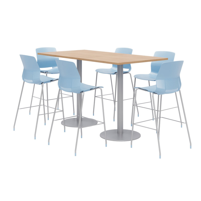 Ensemble de table de salle à manger rectangulaire 72 "et chaise, Érable, Bleu ciel