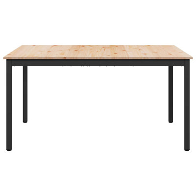 Solid Wood Top Metal Base Dining Table