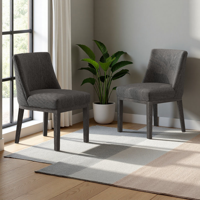 Chaise de salle à manger MP2 (ensemble de 2), Gris anthracite, Marron foncé