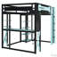 Lit mezzanine double en bois avec bureau intégré, tablettes, prises de courant, ports USB / Type-C et éclairage RVB-1541055460