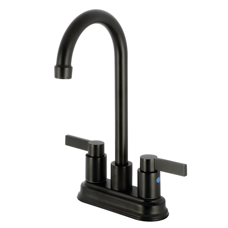 Kingston Brass Nuvofusion Two-Handle 2-Hole Deck Mount Bar Faucet, Matte Black