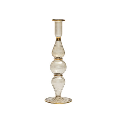 F2023 11'' H Glass Tabletop Candlestick