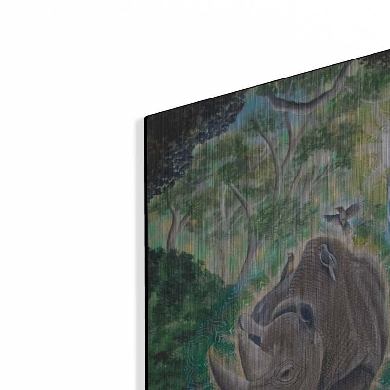 Rhinoceros "par Verena Wild", art mural en métal, H 24 po x l 16 po