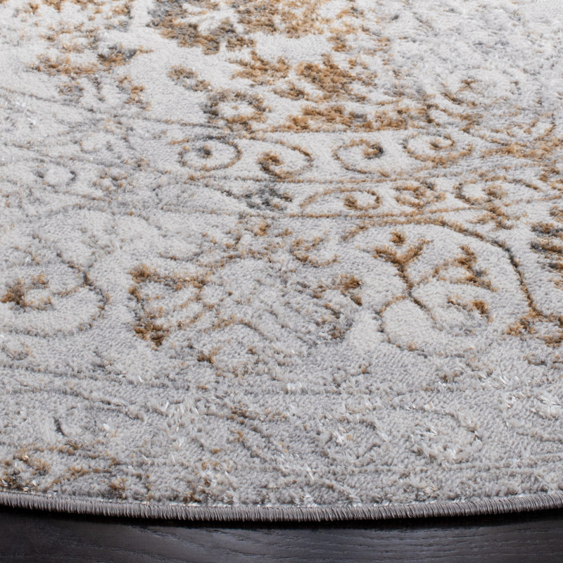 Tapis oriental gris / or Calhoune, Rond 6 pi 7 po