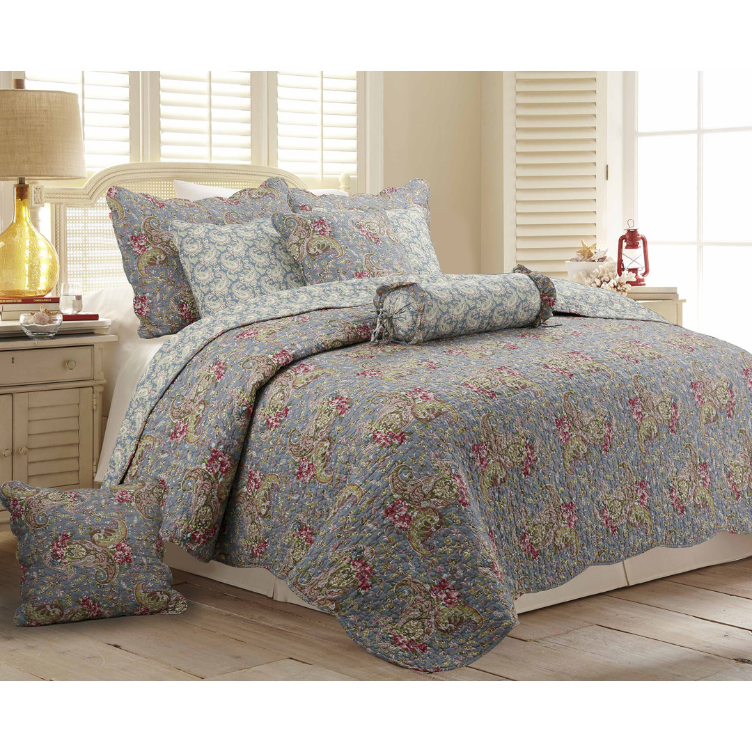 Floral Paisley 100% Cotton 180 TC Reversible Traditional 3 Piece Quilt Set Cozy Line Home Fashion 