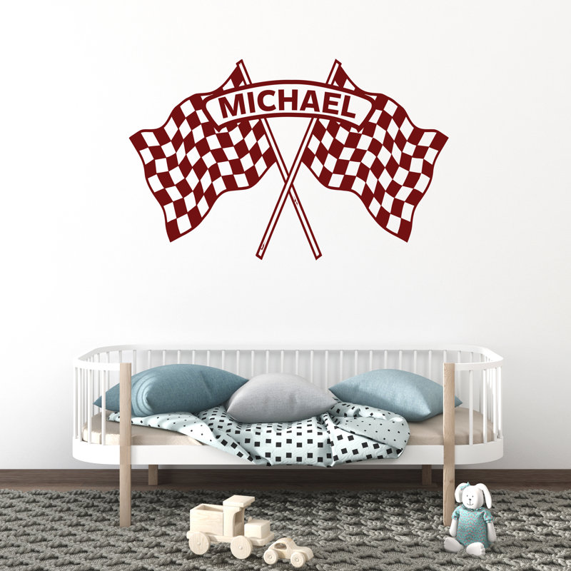 Adhésif décoratif drapeau personnalisé, drapeau à damier, décoration amovible pour chambre à coucher, salle de jeux ou chambre de bébé 688DLU