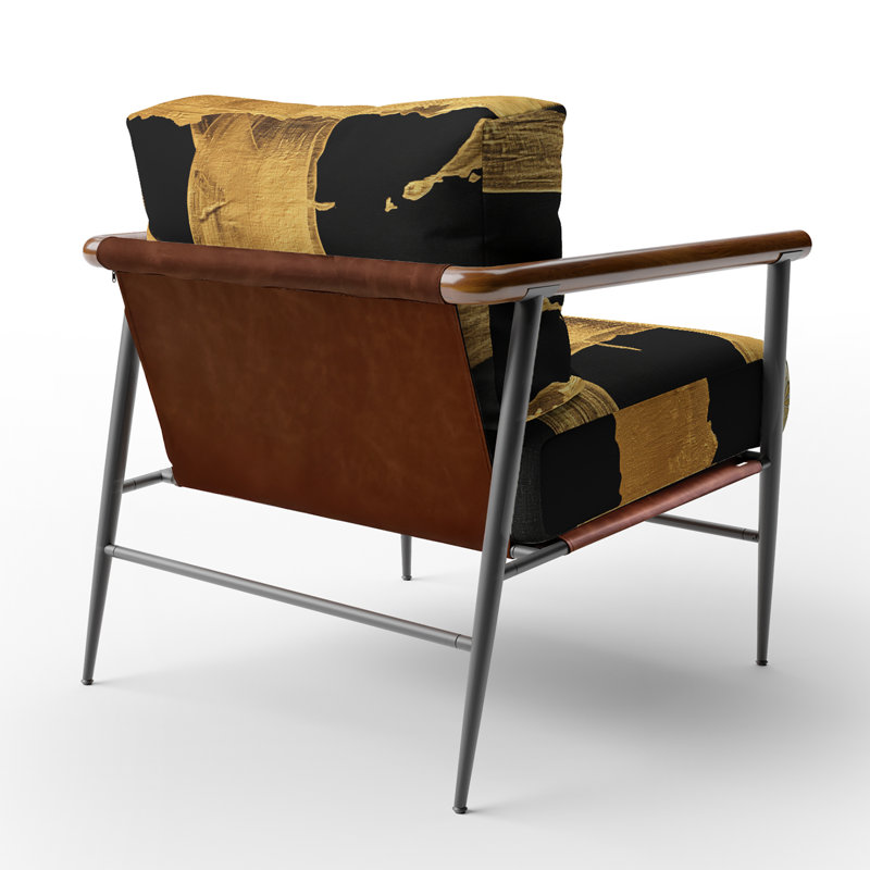 Walt Crossing Paths II - Upholstered Modern Yellow And Black Accent Arm Chair, Gold