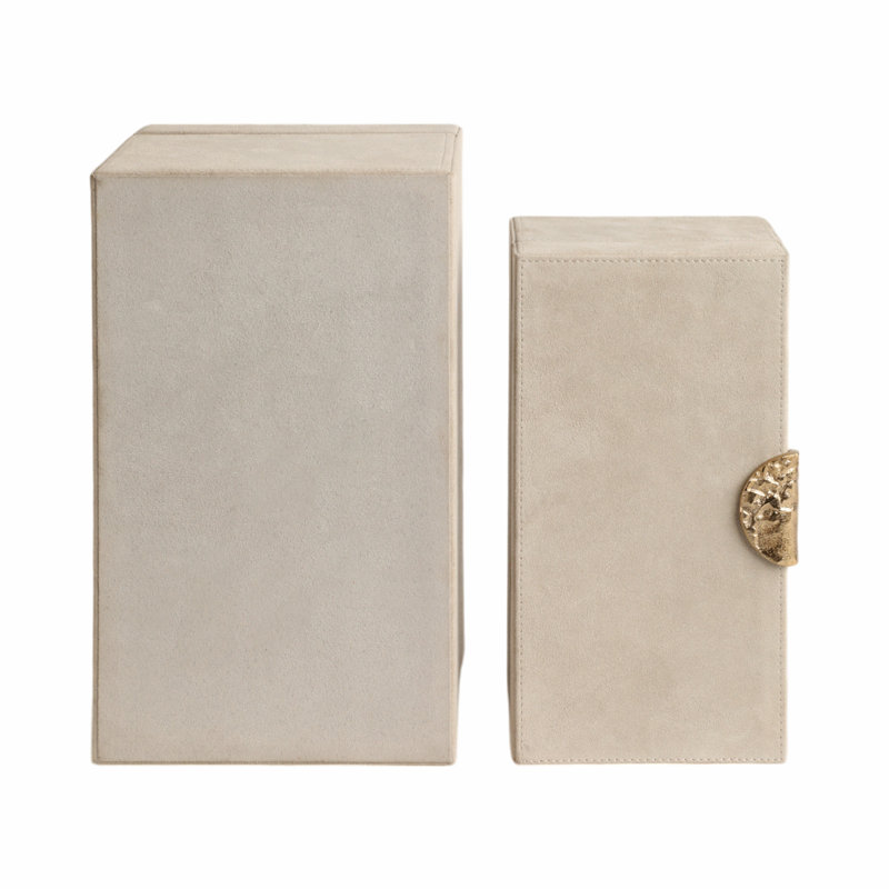 Sagebrook Home 2-Pieces Pretoria Suede Boxes With Metak Hardware