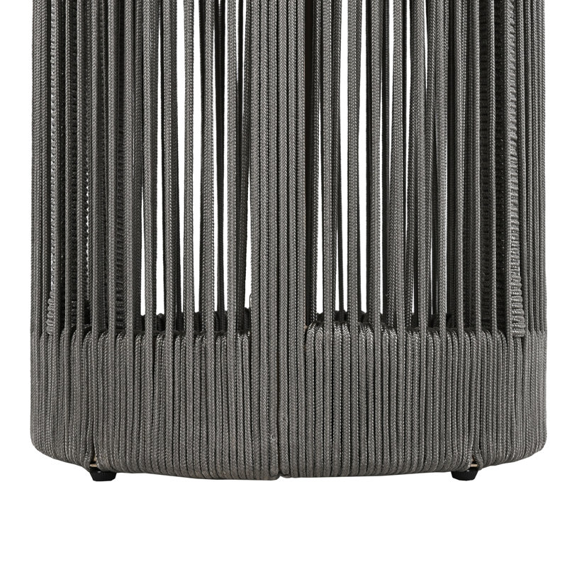 Table d'appoint d'extérieur en corde de rotin et bois d'acacia - Mobilier de patio résistant aux intempéries pour le jardin et le balcon - Gris / fer naturel | Idée de cadeau