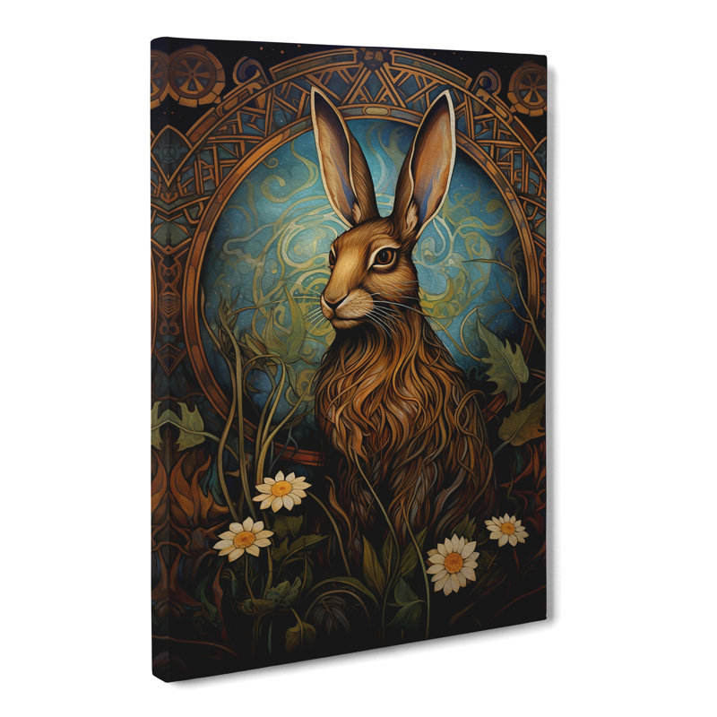 Hare Nouveau - Wrapped Canvas, 60cm H x 40cm W x 3cm D