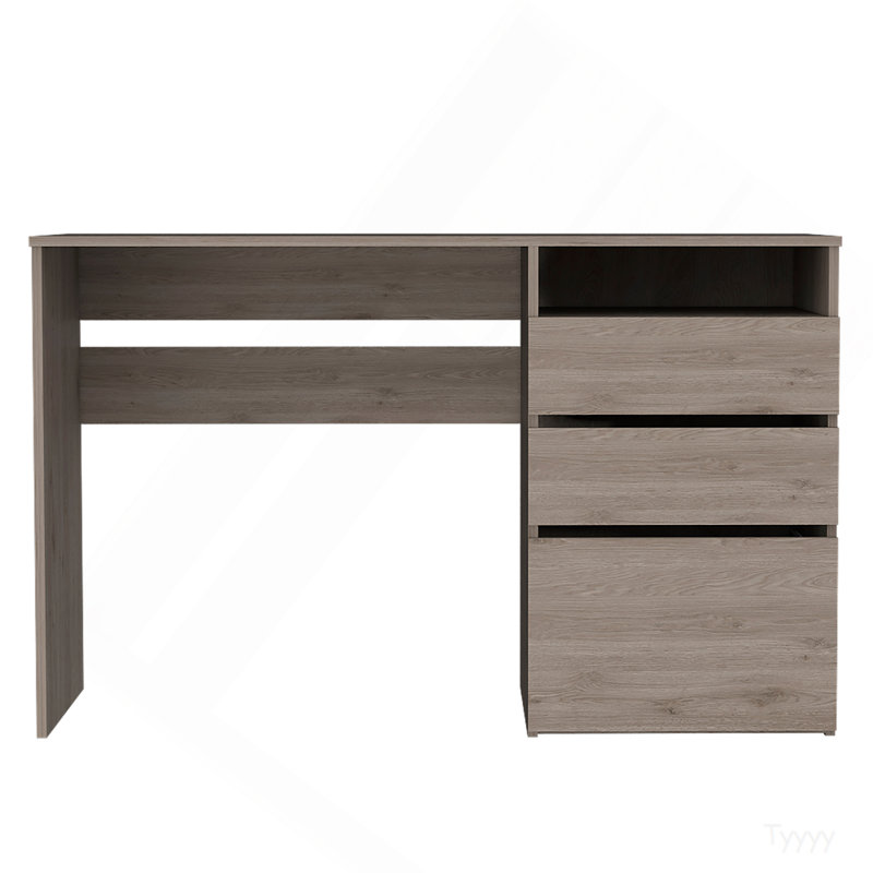 Bureau d'ordinateur à trois tiroirs Dublin, une tablette - gris clair, Gray