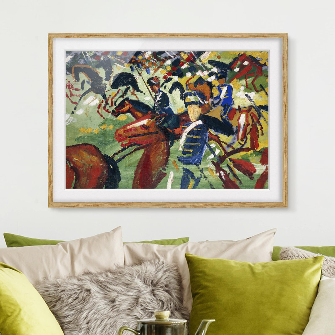 Gerahmtes Poster Hussars on a Sortie von August Macke