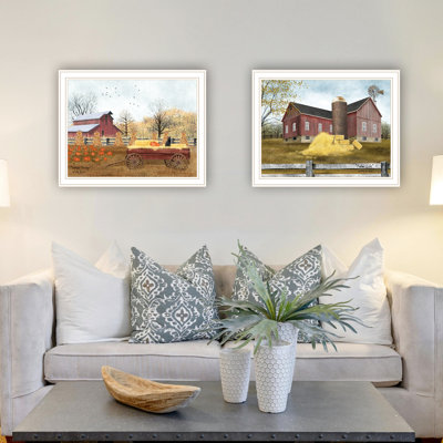 Fascinating Home Wall Art: Autumn Blessings Farm Life - Multicolor Wood, Paper Artistic Decor: Wood And Framed