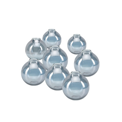 Ivy Bronx Set Of 24 Blue Glass Vase For Decor, Decorative Clear Sphere Vase, Bubble Glass Vase For Living Room, Table, Home Decoration Centerpiece