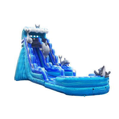 Glissade d'eau gonflable JumpOrange Dolphin de 19 pi (avec ventilateur)