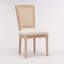 Chaise de salle à manger style français à structure carrée en bois massif avec dossier en rotin, ensemble de 2