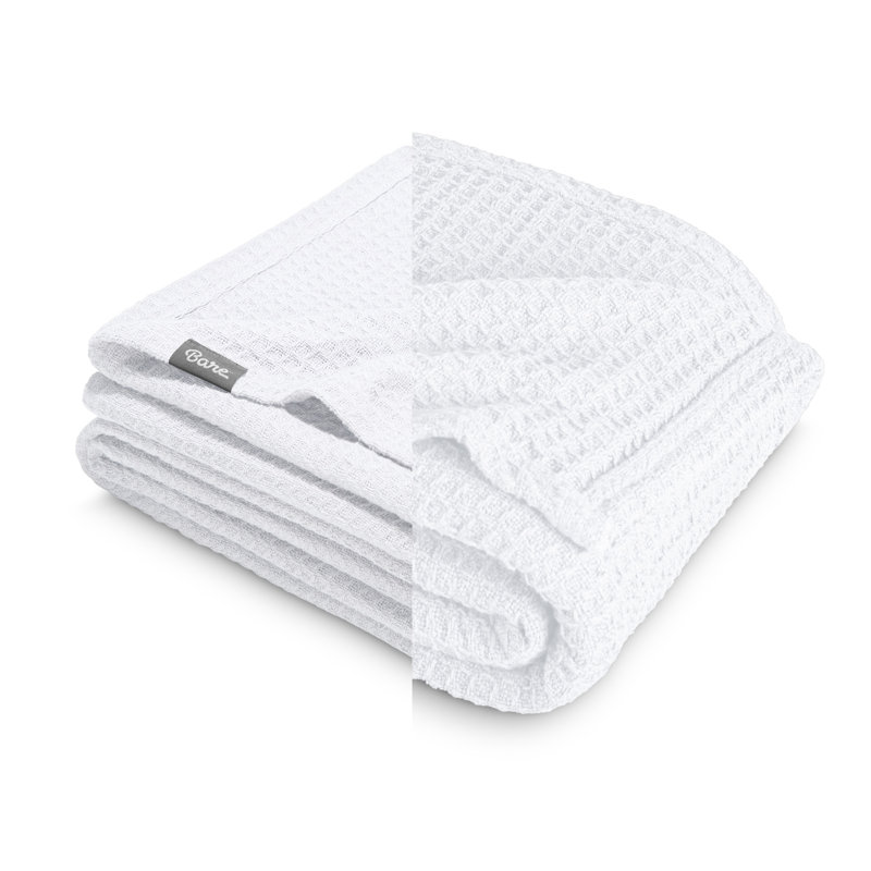 Couverture en coton gaufré, Lit simple, White